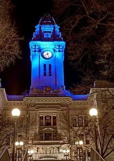 City Hall Clock Tower Yonkers NY_2021 Light Up Teal for Trigeminal Neuralgia